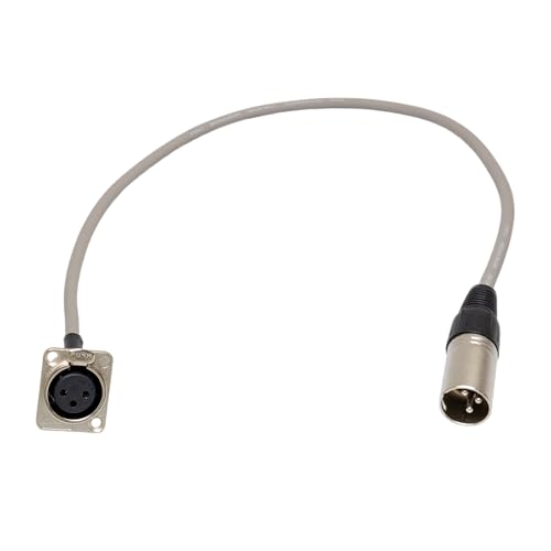 2ft Pigtail: XLR Female Panel Mount to XLR Male Plug (Gray) - color: Gray