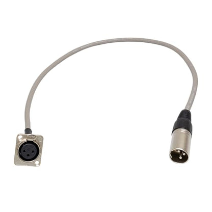 2ft Pigtail: XLR Female Panel Mount to XLR Male Plug (Gray) - color: Gray
