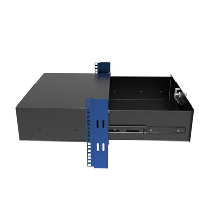 3U Server Cabinet Case 19" Rack Mount Lockable Drawer with Key | Metal Rack Sliding Drawer with Cable Management Holes for 19-inch Server Rack and Network Cabinet,12.6" Depth (3U) - size: 3U