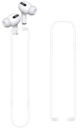 JNSA [Never Lose Your Air Pods Pro] Anti Slip Set, Sport Ear Hook Compatible with Air Pods Pro + Air Pods Pro Earbuds Ear Hooks Cover + Strap Compatible with Air Pods Pro [3in1] (White) - color: White