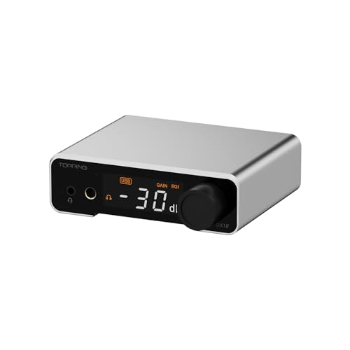 Fanmusic Topping DX1 II Gaming Ready DAC&Headphone AMP ES9039Q2M Decoder chip 3rd Generation XMOS XU-316 with Remote Control (Silver) - color: silver