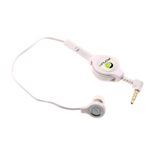 Retractable Mono Earphone Headphone 3.5mm w Mic Compatible with Cricket Magic 2 5G/AT&T Propel 2 5G, Headset Handsfree Earbud Earpiece Microphone
