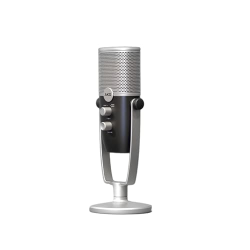 AKG Pro Audio Ara Professional USB-C Condenser Microphone, Dual Pattern Audio Capture Modes for Podcasting, Video Blogging, Gaming and Streaming, Blue & Silver | Dual-pattern USB condenser microphone with 24-bit/96kHz audio for podcasting, gaming and musi