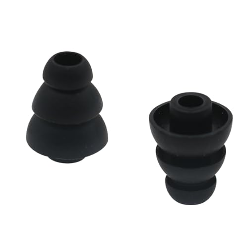Triple Flange Eartips Compatible with in-Ear Earbuds with Connect Hole 3.8mm-4.5mm, 12 Pairs S/M/L Sizes Soft Silicone Tips, Compatible with Most in-Ear Earbuds 12 Pairs Black