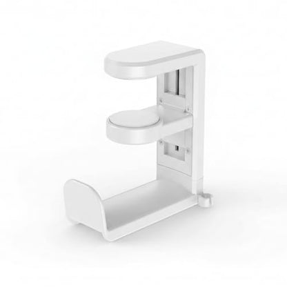 Under Desk Headphone Hanger Clamp, Rotating Mount for Sit-Stand Desks, No-Drill Installation, Paper-Based Composite (1 PC) - color: White