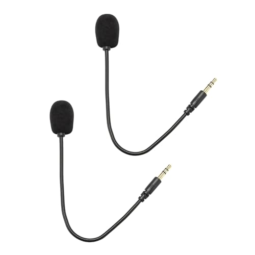 GANPUB 2Pcs Headset Microphone 3.5mm Plug, Black Headset Microphone Adjustable 360 Degrees Bendable Jack Headphone Controller Z5a5 Combined, 3.5mm Game Gaming Mic to Mic Headsets Accessories