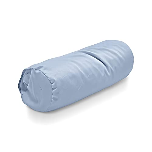 Cotton Neck Roll Pillowcase - Hypoallergenic and Smooth Natural Fabric Pillow Protector - Soft and Breathable Sateen Weave Pillow Cover with Enclosed Sleeve Design - Made in USA - Blue, 4" x 12" - color: Blue (Sateen Weave), size: 4" x 12"