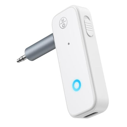 Bluetooth Aux Adapter for Car, 2 in 1 Bluetooth Transmitter Receiver for Hands-Free Call, Noise Cancelling 3.5mm AUX Wireless 5.3 Receiver for Car Home Audio System Headphones White - color: White
