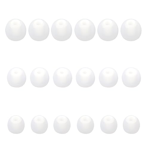 실리콘 교체용 이어버드 팁 이어버드 커버는 대부분의 인이어 이어버드에 맞습니다(내부 구멍 3.8mm -5.1mm) 헤드폰 이어 팁 이어버드 고무 팁 9쌍 S M L - color: 화이트/투명