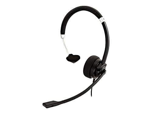 V7 Deluxe Mono Headset, USB, Boom Mic, Adjustable Headband for PC, Mac, Laptop Computer, Chromebook, Black