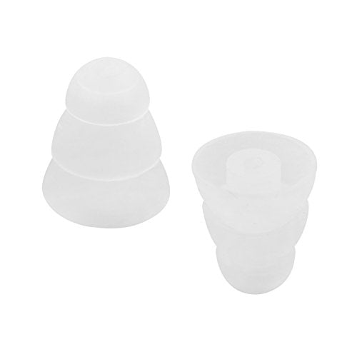 Rayker Triple Flange Replacement Eartips, Soft Noise-Isolation Silicone Ear Tips with 2mm Connector for Etymotic Shure Westone, in Ear Canal, S/L Size Included, 6 Pairs, White