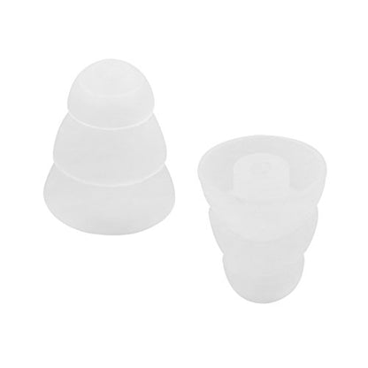 Rayker Triple Flange Replacement Eartips, Soft Noise-Isolation Silicone Ear Tips with 2mm Connector for Etymotic Shure Westone, in Ear Canal, S/L Size Included, 6 Pairs, White