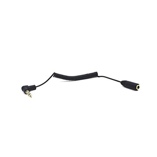 3.5mm TRS Stereo Extension Audio Coiled Cable, 2 Pack, 30cm, OD 1.5MM, 90 Degree Angle,1/8" Jack Headphone Aux Spring Spiral Cord