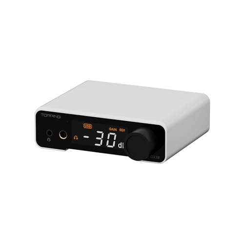 Fanmusic Topping DX1 II DAC&Headphone Amplifier ES9039Q2M DAC Chip with Optical Output/Input Preamp Mode Balance Line Out Fully Balanced Headphone Amp (White) - color: White
