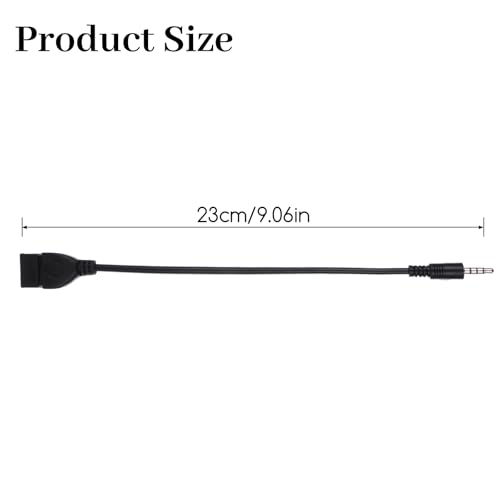 USB to AUX Audio Adapter, 3.5 mm Male AUX Audio Jack Plug to USB 2.0 Female Converter Adapter Cable Cord 9 Inch Length Black OTG Adapters Accessories for Car Playing Music with U-Disk