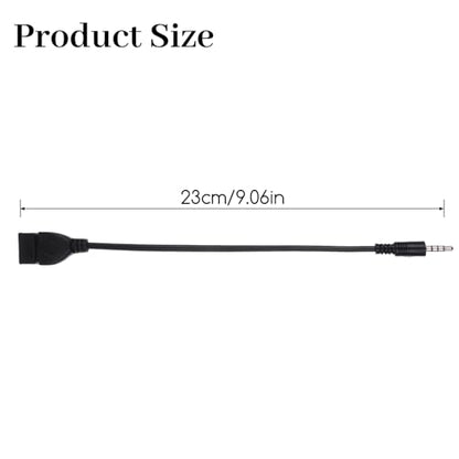 USB to AUX Audio Adapter, 3.5 mm Male AUX Audio Jack Plug to USB 2.0 Female Converter Adapter Cable Cord 9 Inch Length Black OTG Adapters Accessories for Car Playing Music with U-Disk