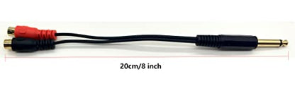 6.35mm to 2RCA Cable, Gold Plated 6.35mm 1/4 inch Mono TS Male to 2 Dual RCA Female Plug Y Splitter Adapter Cable - 8 Inch (6.35 M/2RCA FM) - color: 6.35 M/2RCA FM