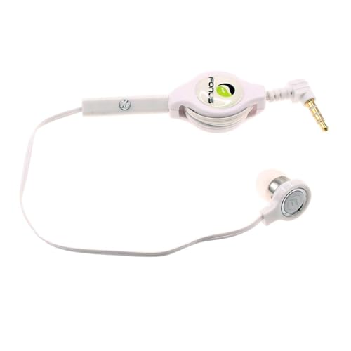 Retractable Mono Earphone Headphone 3.5mm w Mic Compatible with Motorola Moto G Stylus 5G (2025), Headset Handsfree Earbud Earpiece Microphone