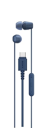 Sony IER-EX15C USB-C Plug, Wired in-Ear Headphones with Mic, Blue | For iPhone and Android Phones, Built-in Multi-Function Button, Volume and Mic Control, Supports USB Audio Class 1.0 Devices - color: Dark Blue, style: USB-C, Mic
