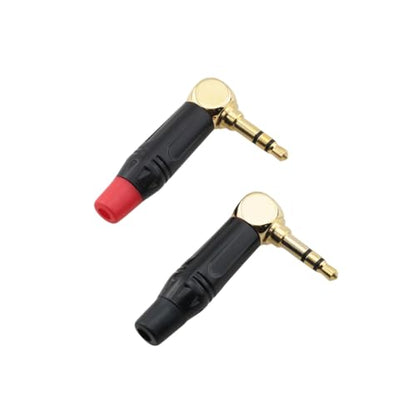 2PCS 90 Degree L Shape 3.5mm Right Angle Gold Plated Stereo Plug 1 Red 1 Black DIY Audio Cable Solder Connector for Home KTV Headphone and Headphone Cable Repair