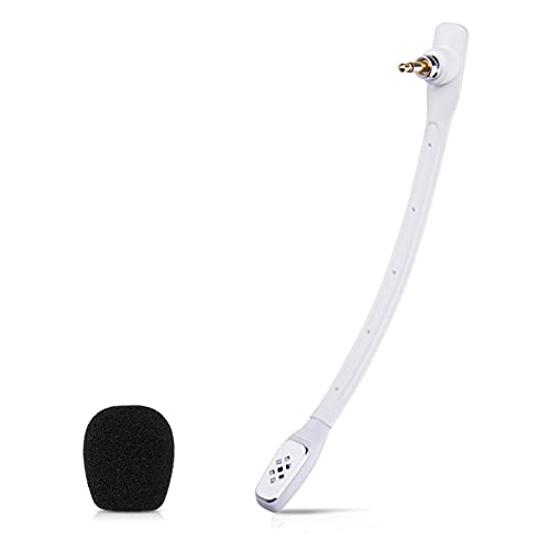 Microphone for Astro A40, A40 TR Gaming Headsets, Detachable 3.5mm, White | Noise Cancellation Mic with Foam Cover, for PS5 PS4 Xbox Series X/S - color: White