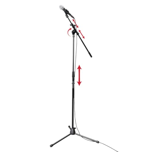 Gator Frameworks Rok-It Series Telescoping Tripod Mic Stand Adjustable with 32" to 62" Height and Extendable Boom Arm, Fully Collapsible for Convenient Travel (RI-MIC-1020) - style: Boom microphone stand with a telescoping boom arm