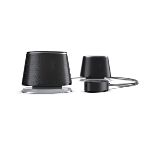 Amazon Basics Bluetooth Computer Speakers with USB 3.0, LED Blue Lighting, Volume Control, USB Powered, Set of 2
