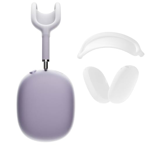 Case Ear Cover for AirPods Max Headphones for Airpod Max Accessories(USB-C/Lightning)(2024/2020), 2 Set of Headband Cover and Clear Soft TPU Ear Cups Sheel,Scratch Resistant and Condensation Resistant - color: A3-Clear White