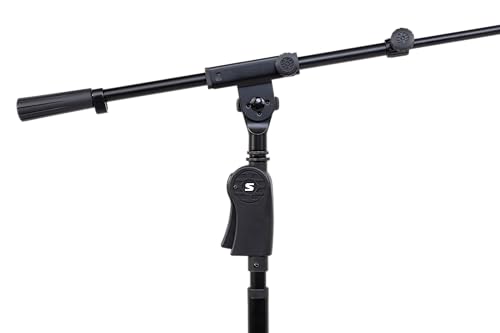 Shure by Gator Deluxe Tripod Mic Stand with Telescoping Boom and Pistol Grip One-Handed Clutch; (SH-TRIPODSTANDTBMDX) - style: Deluxe Clutch + Boom