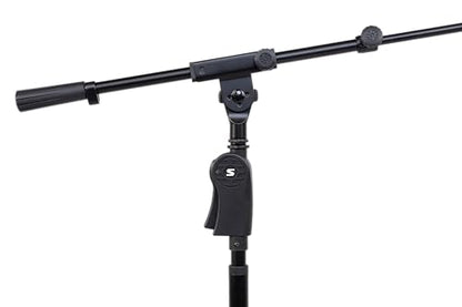 Shure by Gator Deluxe Tripod Mic Stand with Telescoping Boom and Pistol Grip One-Handed Clutch; (SH-TRIPODSTANDTBMDX) - style: Deluxe Clutch + Boom