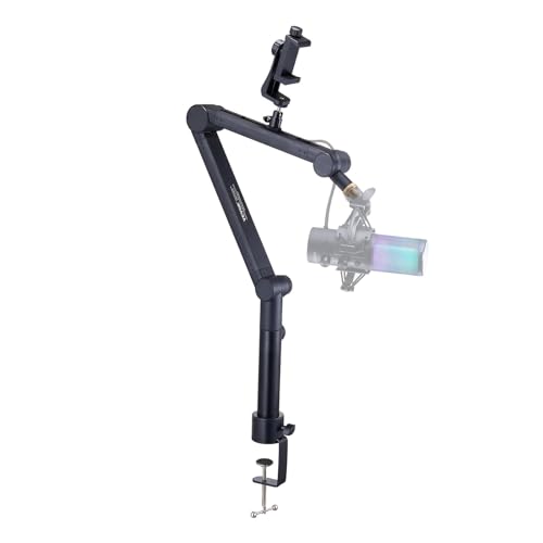 VEVOR Microphone Boom Arm, Adjustable Mic Stand with Cable Management, Desk Mount Clamp, Detachable Extension Rod, 3/8" to 5/8" Adapter, for Recording Studio Streaming Gaming Blue Yeti SM7B Audio - style: Mic Boom Arm + Extension Rod