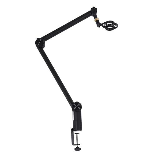 Zerone Adjustable Microphone Boom Arm Stand,Full 360 Degrees Rotation Mic Suspension Boom Arm Stand,Cable Management Channels, 3/8 to 5/8 Screw Adapter, Ideal for Podcast Streaming,