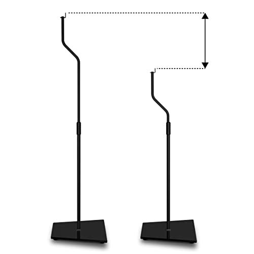 AVF Speaker Floor Stands for Speakers up to 11 lbs, Adjustable Height 31-41 Inch, Steel and Glass Speaker Stand Pair, Black, EAK85B-A - style: Black w Glass Bass