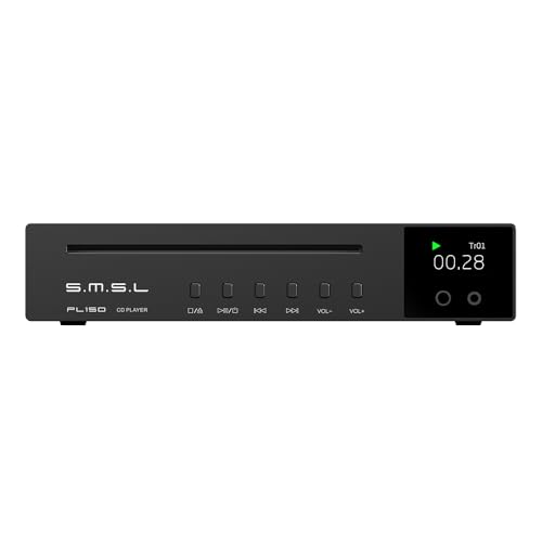 SMSL PL150 CD Player High Power CS43198 D/A chip, Standard/MQA-CD/HDCD CDs, with RCA/3.5mm & 4.4mm Headphone/Optical/Coaxial Output, for Vehicle/Laptop/TV/PC, CD Player Amp with Remote Control (Black) - color: BLACK