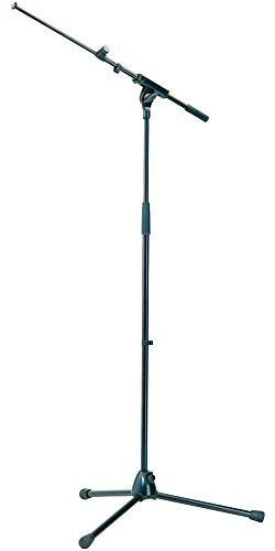 K&M König & Meyer 21075.500.55 Tripod Microphone Stand - Adjustable Telescoping 1-Piece Boom Arm - Professional Grade - Heavy Duty with Folding Leg Base - German Made - Black - style: Tall (35"-63")