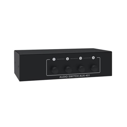 4-Way Stereo Audio Switcher Selector 3.5mm Aux + RCA L/R Audio Switch Box Bidirectional