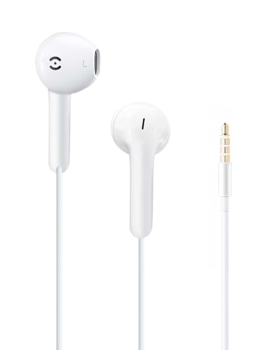 MAS CARNEY Wired Earbuds in-Ear Headphones with Mic for iPhone, School, MP3 | AUX Earbuds Wired Ear Buds for Student, Laptop, Computer, Airplane Travel, iPod, Kids, Smartphone, Samsung – 3.5mm Audio Jack - color: White