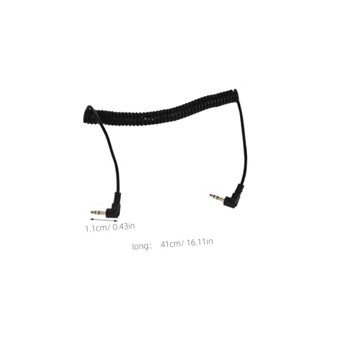 SHOWERORO Coiled Stereo Aux Cable Male to Male Audio Extension Cable with Dual Right Angle Design Retractable Spring for Headphones and Smartphones