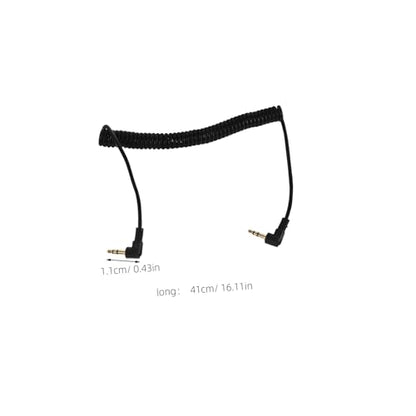SHOWERORO Coiled Stereo Aux Cable Male to Male Audio Extension Cable with Dual Right Angle Design Retractable Spring for Headphones and Smartphones