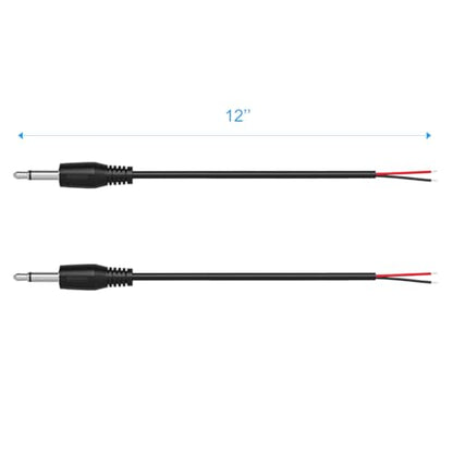 2-Pack 1FT Replacement 3.5mm Male Jack to Bare Wire Open End TS 2 Pole Mono 1/8" 3.5mm Jack Plug Connector AUX Audio Cable for Scanner,Speaker PA horns,morse key, cooling fans, power amp Repair (1ft) - size: 1ft