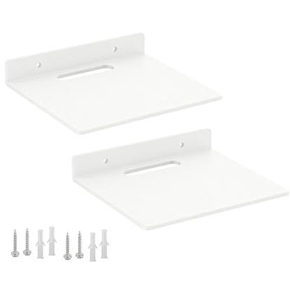 소형 플로팅 선반 - 두께 3mm, 16.5cm(6.5인치), 벽 선반, 에코, 카메라, 소형 스피커용 금속 플로팅 선반, 욕실, 거실, 침실용 벽 선반 (화이트 2개) - color: 화이트 2개