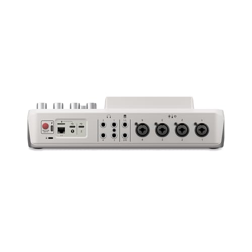 Rode RODECaster Pro 2 White Bundle with 4x PodMic Dynamic Mics, 4 PSA1+ White Boom Arms, 4 Cans50 Headphones, XLR Cables — 9-Channel APHEX Console for Podcasting, Streaming