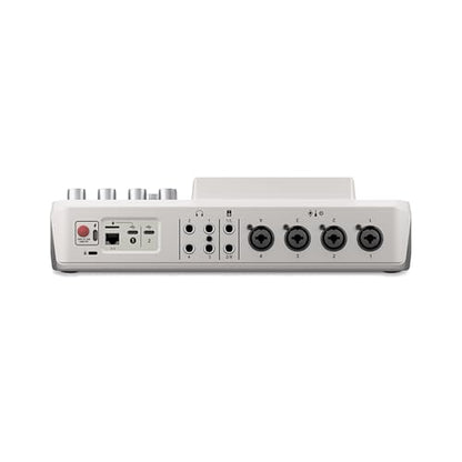 Rode RODECaster Pro 2 White Bundle with 4x PodMic Dynamic Mics, 4 PSA1+ White Boom Arms, 4 Cans50 Headphones, XLR Cables — 9-Channel APHEX Console for Podcasting, Streaming