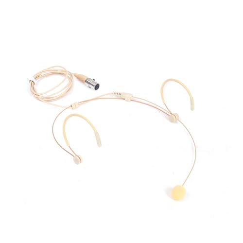 Headworn/Headset Microphone Wired, Dual Over-Ear Headset Mic, Condenser Headset Mic Compatible with Shure Microphone Wireless Systems, Ideal for Lectures, Actors, Theater - Beige - size: Mini 4 Pin XLR (TA4F) Plug