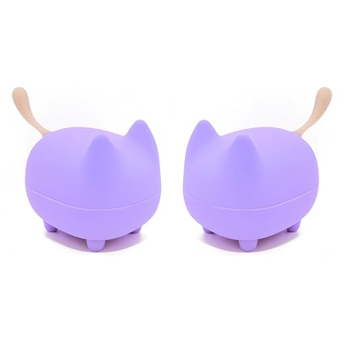 gingo Cute Cat Bluetooth Speaker (Purple*2) | Cat-shaped silicone tail, 40H playtime, TWS pairing, hands-free mic, BT5.3, 70g light, perfect home/office/outdoor/gift - color: Purple*2
