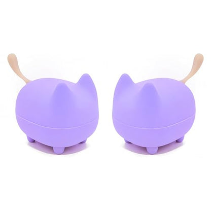 gingo Cute Cat Bluetooth Speaker (Purple*2) | Cat-shaped silicone tail, 40H playtime, TWS pairing, hands-free mic, BT5.3, 70g light, perfect home/office/outdoor/gift - color: Purple*2