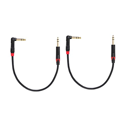 1/4 Inch TRS to 1/4 Inch TRS Right Angle Patch Cable, 6 Ft