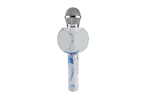 Sing-Along Bling Bluetooth Karaoke Microphone with LED for Karaoke Speaker | Rechargeable Bedazzled Microphone, Wireless Karaoke Microphone with LED Lights, SD Card Slot, Skip Tracks - Confetti Bling - color: Swirl Blue