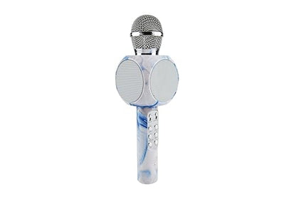 Sing-Along Bling Bluetooth Karaoke Microphone with LED for Karaoke Speaker | Rechargeable Bedazzled Microphone, Wireless Karaoke Microphone with LED Lights, SD Card Slot, Skip Tracks - Confetti Bling - color: Swirl Blue