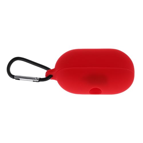 Vaguelly Silicone Charging Case Cover Sleeve for Buds Earbuds, Protective Earphone Holder with Keychain, Red Earbud Accessory for Travel and Daily Use